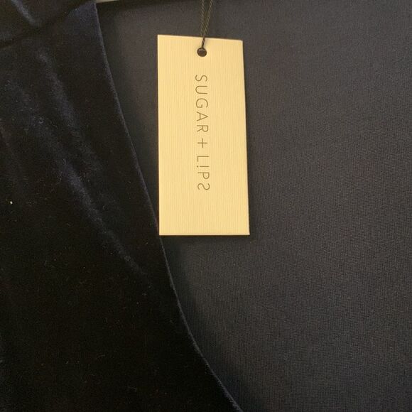 SUGAR + LIPS DRESS turn around blue velvet mini Size M NWT - Picture 8 of 11